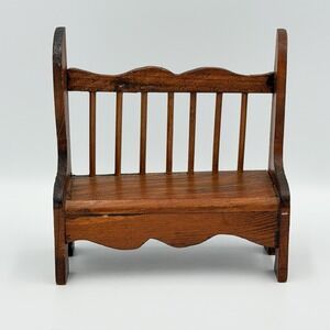 VTG Handmade Miniature Wooden Bench Primitive Farmhouse Dollhouse Folk Art Decor